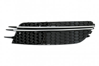 Front Bumper Side Grilles RS Design Black with Brushed Aluminium Inserts for Audi A6 C7 4G (2012–2015)