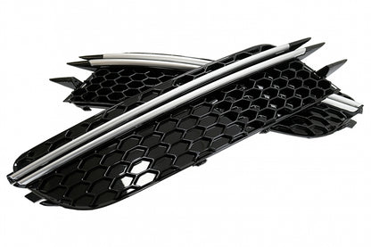 Front Bumper Side Grilles RS Design Black with Brushed Aluminium Inserts for Audi A6 C7 4G (2012–2015)