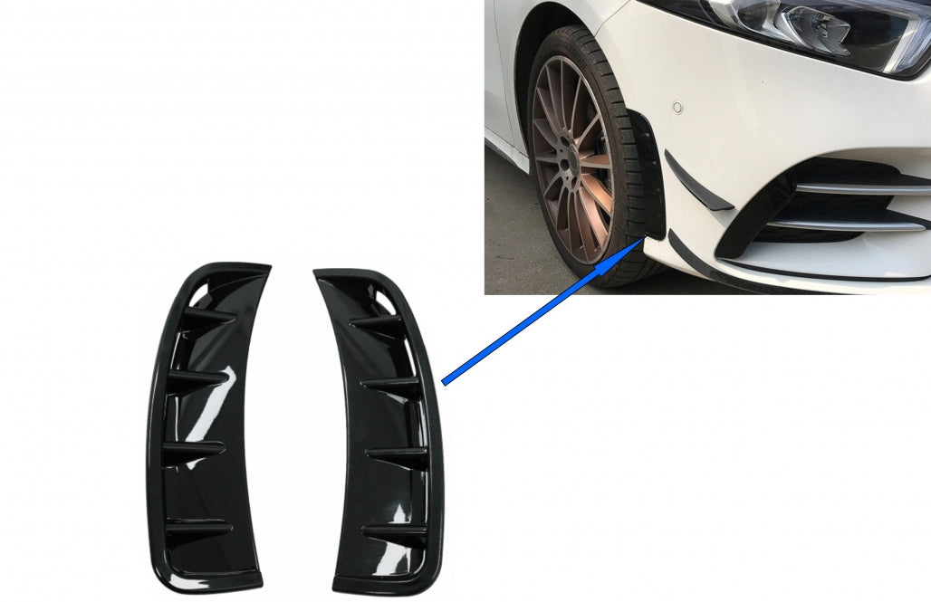 Front Bumper Side Vents Piano Black for Mercedes A-Class W177 V177 (2018–2022)