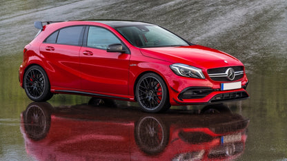 Front Bumper Splitters A45 Design Piano Black for Mercedes A-Class W176 Facelift (2015–2018)