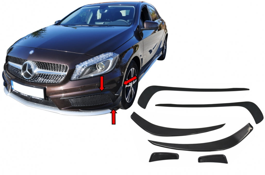 Front Bumper Splitters A45 Design for Mercedes A-Class W176 (2012–082015)