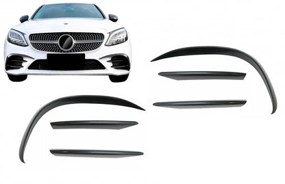 Front Bumper Splitters C43 Design Unpainted Black for Mercedes C-Class W205 S205 C205 A205 Facelift (2019–Up)