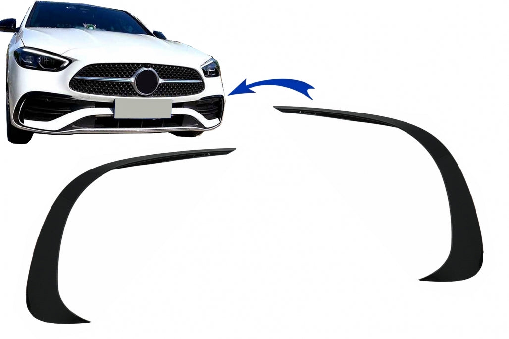 Front Bumper Splitters Piano Black for Mercedes C-Class W206 AMG Sport Line (2021–Up)