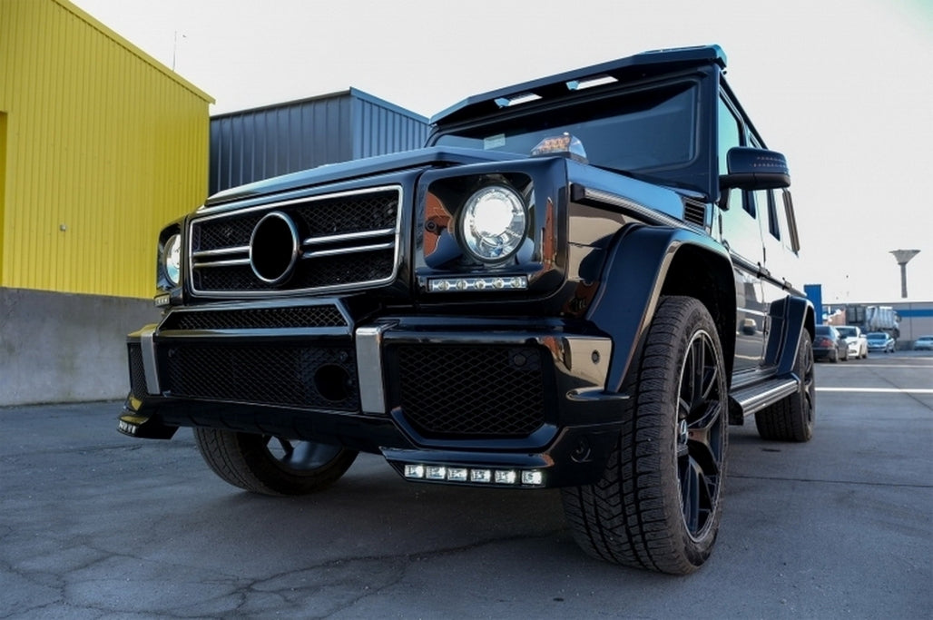 Front Bumper Spoiler LED DRL Extension and Upper Spoiler Lip for Mercedes G-Class W463 (1989–2017)