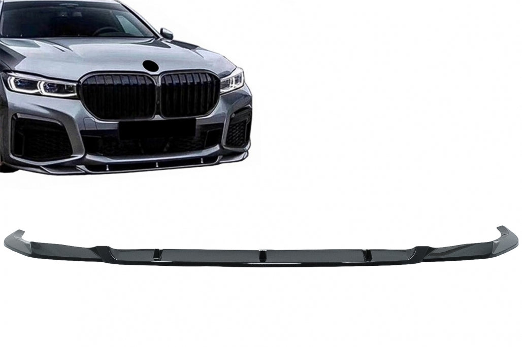 Front Bumper Spoiler Lip Piano Black for BMW 7 Series G11 G12 LCI M Sport (2019-Up)