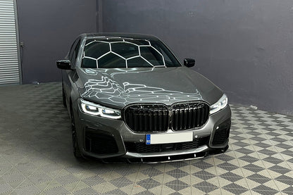 Front Bumper Spoiler Lip Piano Black for BMW 7 Series G11 G12 LCI M Sport (2019-Up)