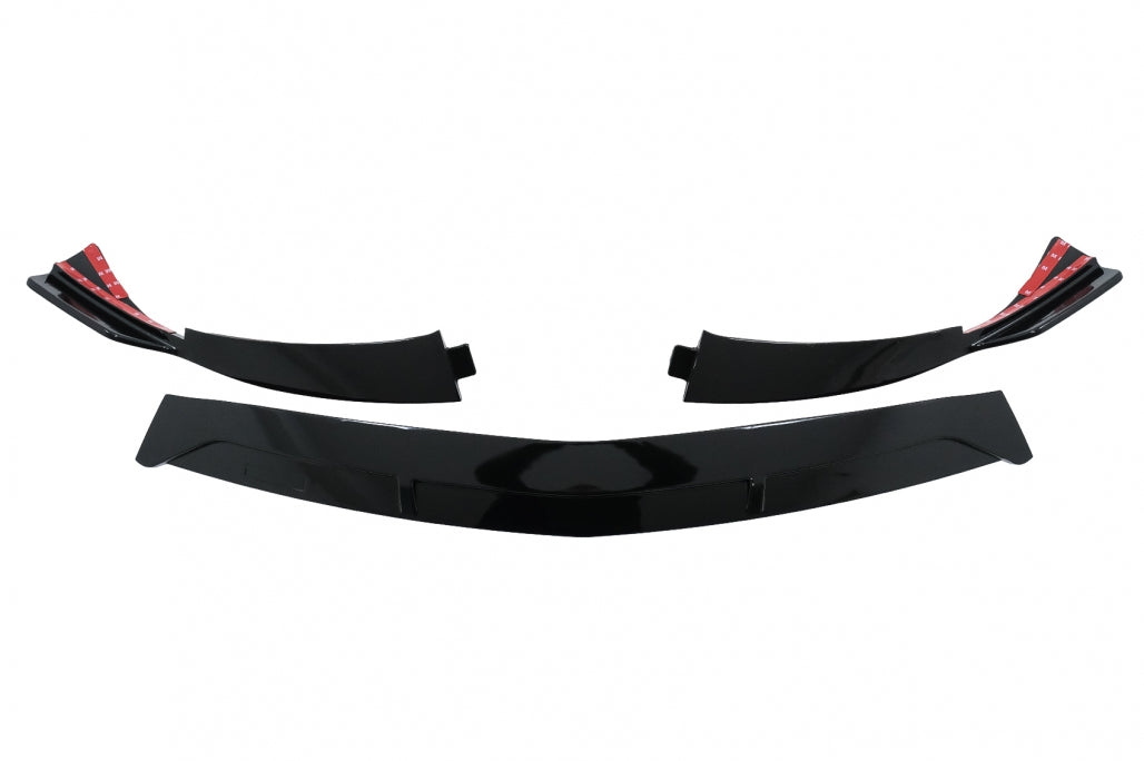 Front Bumper Spoiler Lip Piano Black for Mercedes A-Class W177 V177 Sport Line (2018–2022)