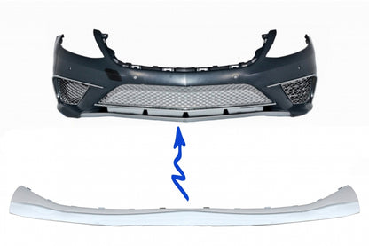 Front Bumper Spoiler Lip Upper Plate Chrome for Mercedes S-Class W222 (2013-up) S65 Design