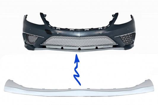 Front Bumper Spoiler Lip Upper Plate Chrome for Mercedes S-Class W222 (2013-up) S65 Design