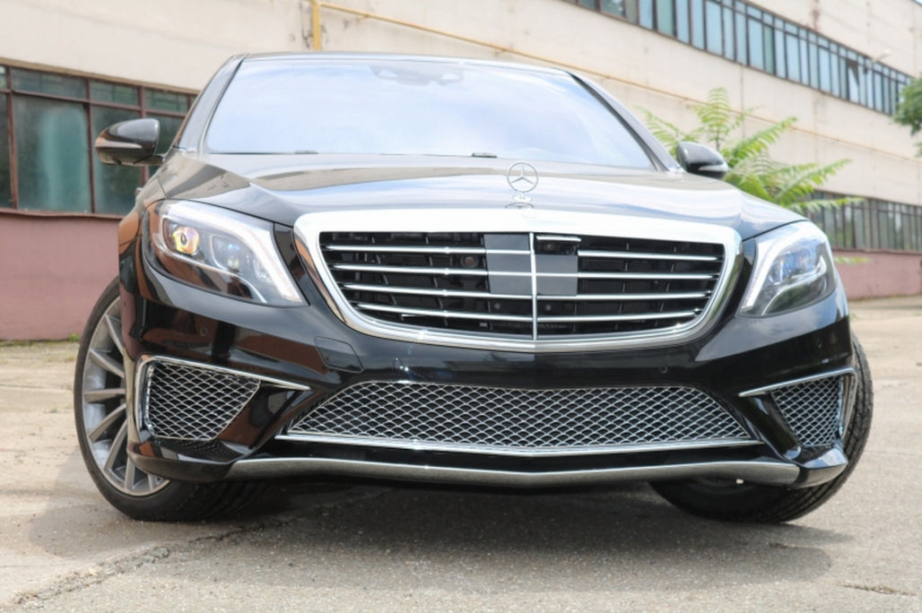 Front Bumper Spoiler Lip Upper Plate Chrome for Mercedes S-Class W222 (2013-up) S65 Design