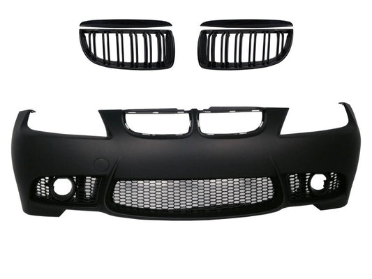 Front Bumper for BMW 3 Series E90 E91 (2004–2008) M3 Style with Double Stripe Grilles