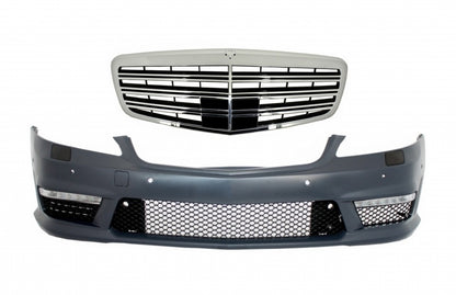 Front Bumper with Central Grille S63 S65 Design for Mercedes S-Class W221 (2005–2012)