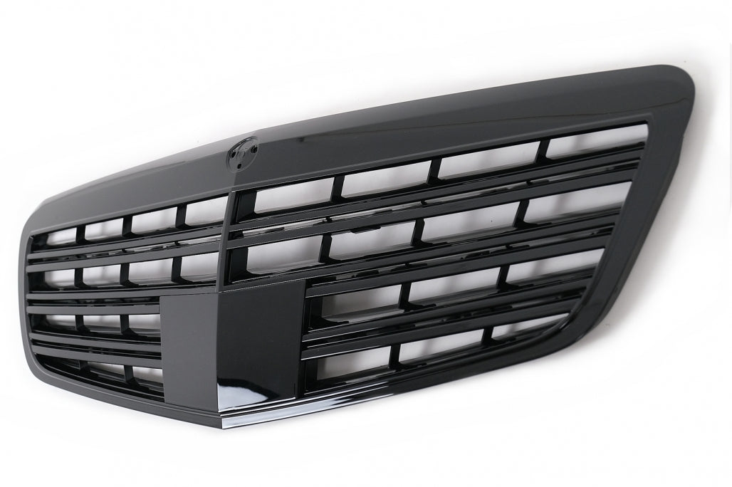 Front Bumper with Facelift Piano Black Grille S63 S65 Design for Mercedes S-Class W221 (2005–2012)