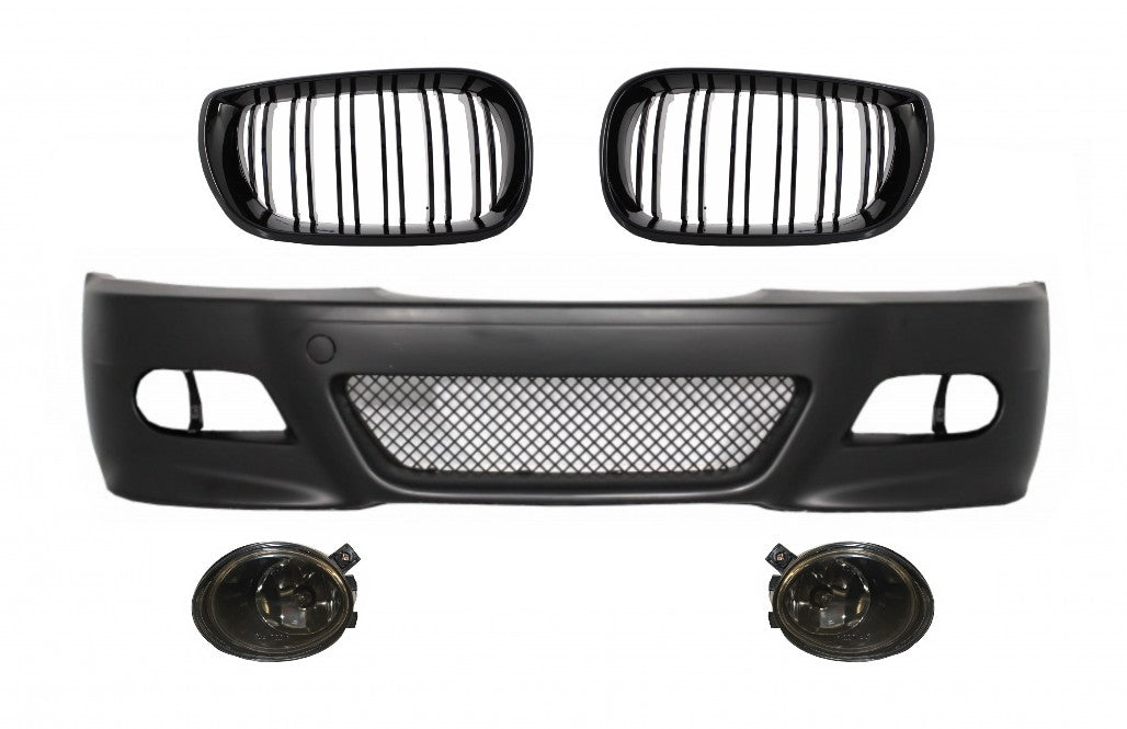 Front Bumper with Fog Lights and Double Stripe Kidney Grilles for BMW 3 Series E46 (1998–2004) M3 Look