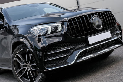 Front Central Grille GT-R Panamericana All Black for Mercedes GLE W167 V167 C167 (2019–06.2023)