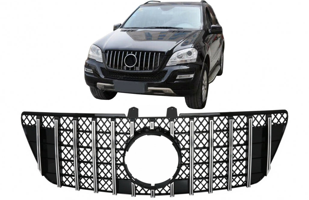 Front Central Grille GT-R Panamericana Black Chrome for Mercedes ML W164 Facelift (2008–2011)