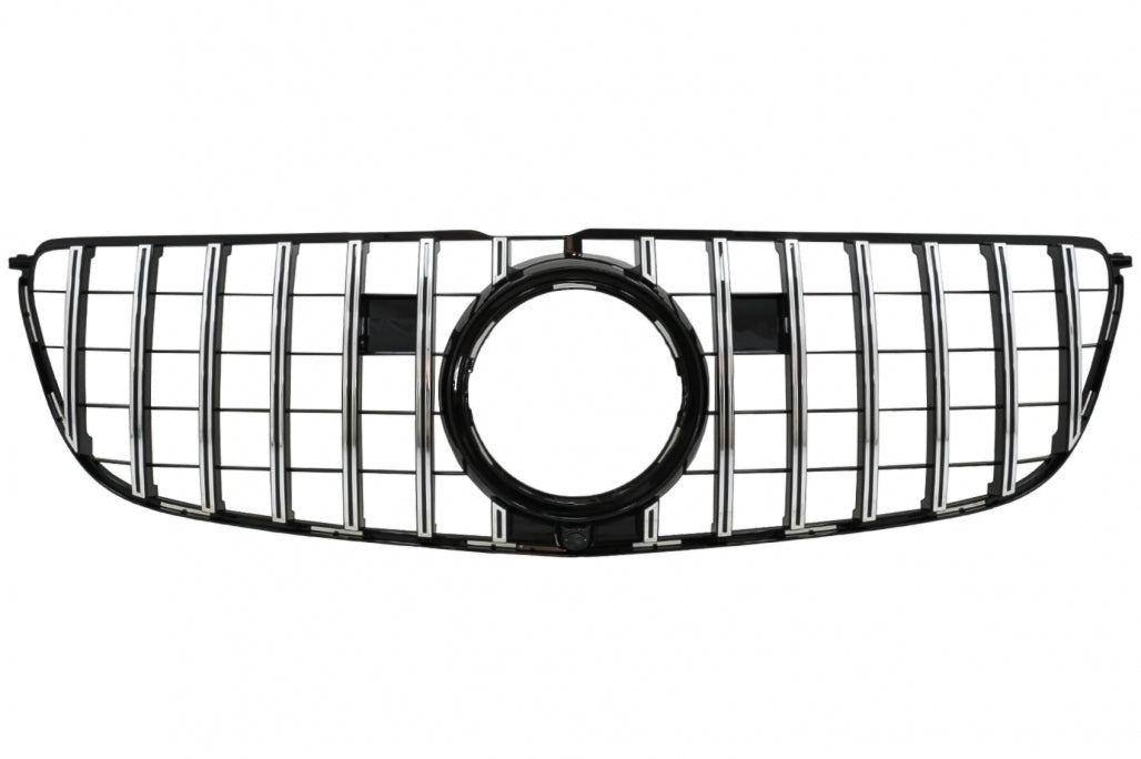 Front Central Grille GTR Design Black Chrome for Mercedes GLS X166 Facelift (2016–2018)