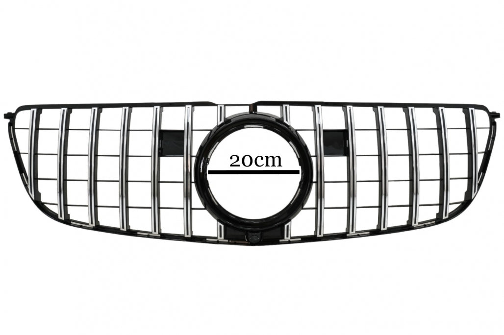Front Central Grille GTR Design Black Chrome for Mercedes GLS X166 Facelift (2016–2018)