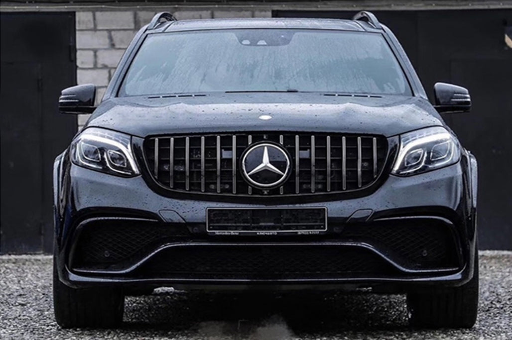 Front Central Grille GTR Design Black Chrome for Mercedes GLS X166 Facelift (2016–2018)