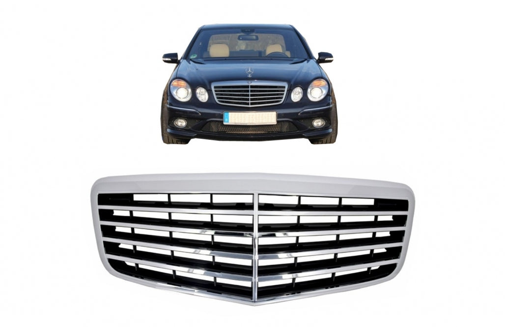 Front Grille Chrome Single Frame Design for Mercedes E-Class W211 Facelift (2006–2009)