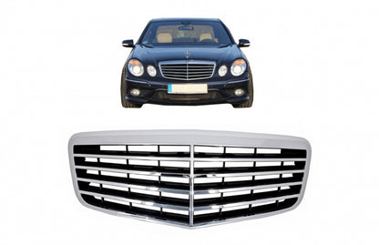 Front Grille Chrome Single Frame Design for Mercedes E-Class W211 Facelift (2006–2009)
