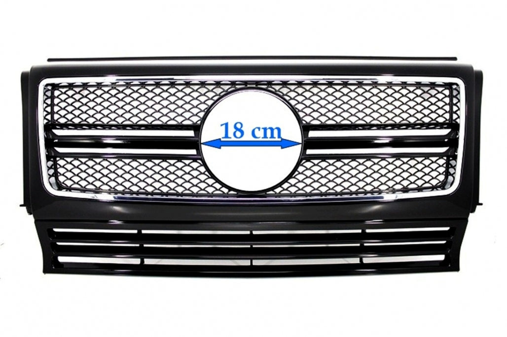 Front Grille G65 Design Piano Black Chrome for Mercedes G-Class W463 (1990–2012)