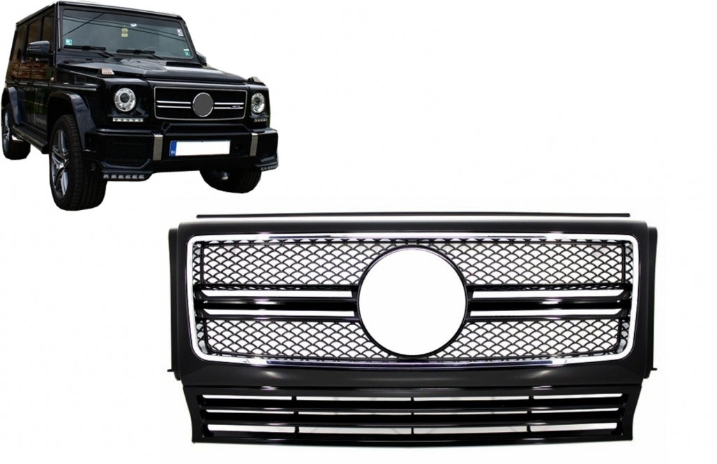 Front Grille G65 Design Piano Black Chrome for Mercedes G-Class W463 (1990–2012)