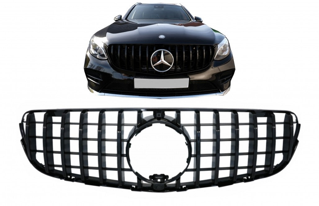 Front Grille GT-R Panamericana All Black Design for Mercedes GLC X253 C253 (2015–2018)