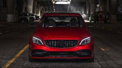 Front Grille GT-R Panamericana All Black for Mercedes C63 W205 S205 C205 A205 Facelift (2018–2020) with 360 Camera