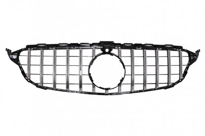Front Grille GT-R Panamericana Black Chrome for Mercedes C-Class W205 S205 C205 A205 (2014–2018) With 360 Camera