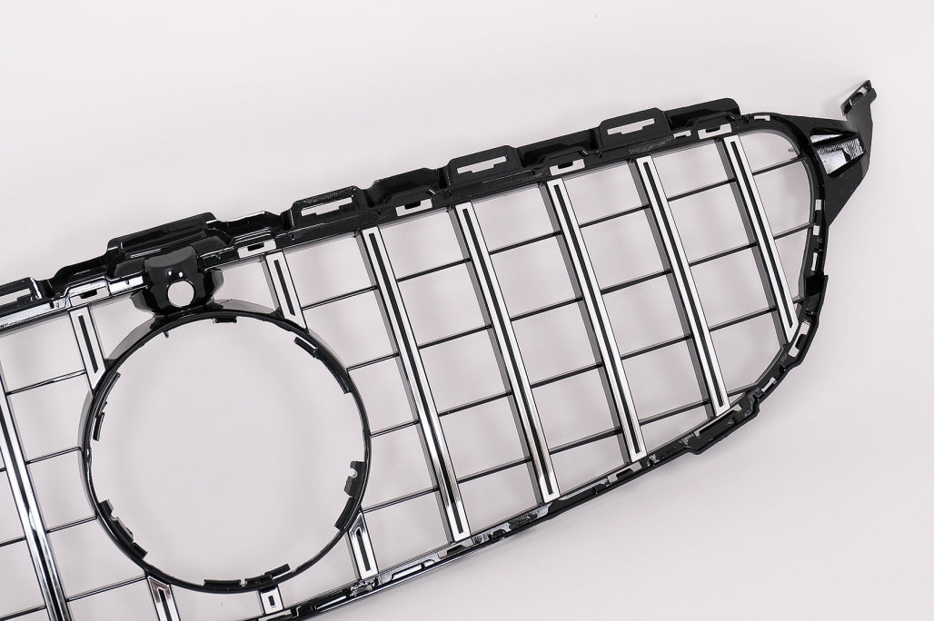 Front Grille GT-R Panamericana Black Chrome for Mercedes C-Class W205 S205 C205 A205 (2014–2018) With 360 Camera