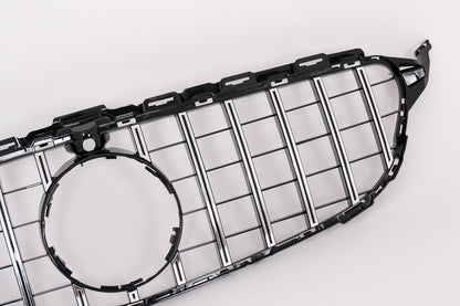 Front Grille GT-R Panamericana Black Chrome for Mercedes C-Class W205 S205 C205 A205 (2014–2018) With 360 Camera