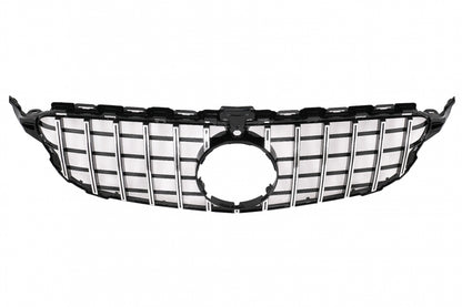 Front Grille GT-R Panamericana Black Chrome for Mercedes C-Class W205 S205 C205 A205 (2014–2018) With 360 Camera