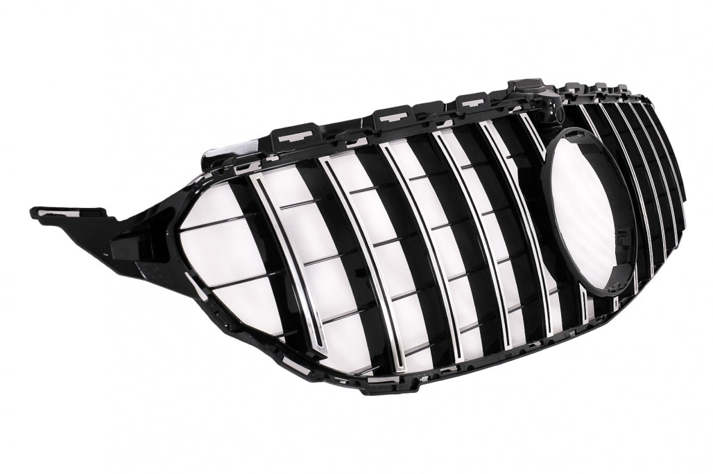 Front Grille GT-R Panamericana Black Chrome for Mercedes C-Class W205 S205 C205 A205 (2014–2018) With 360 Camera