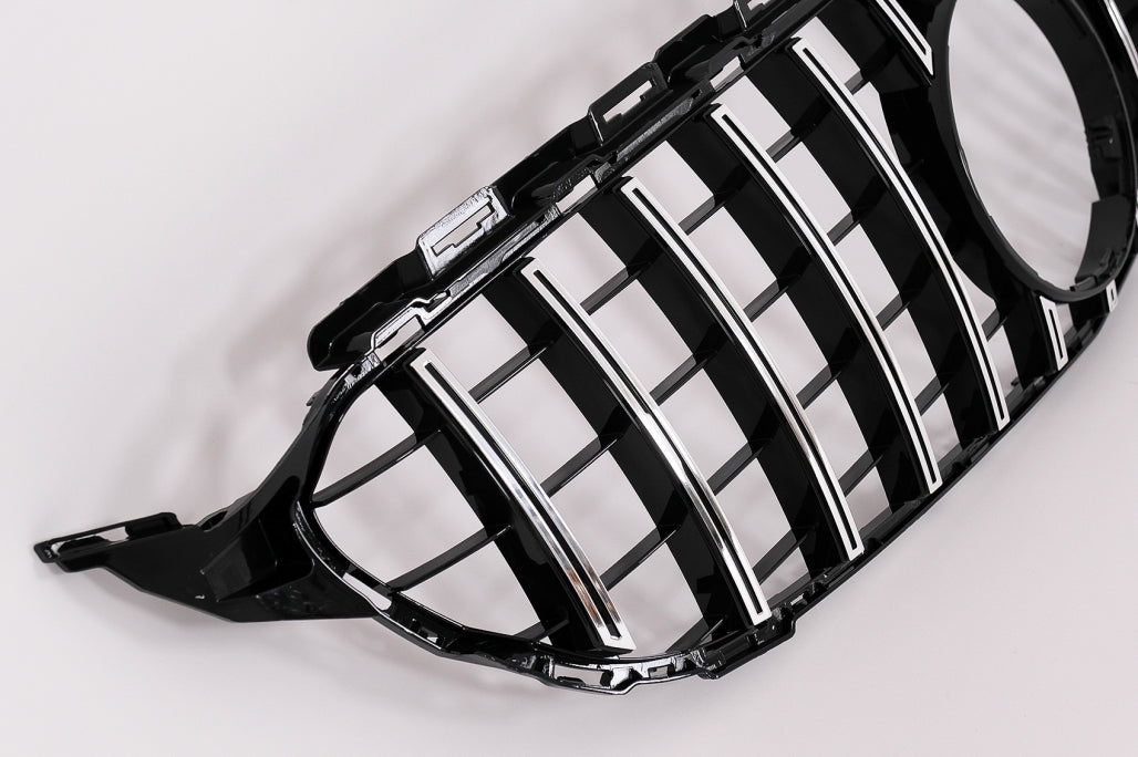 Front Grille GT-R Panamericana Black Chrome for Mercedes C-Class W205 S205 C205 A205 (2014–2018) With 360 Camera