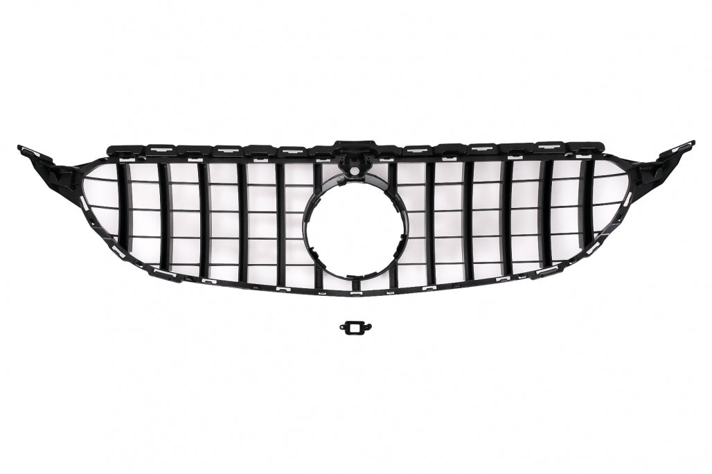 Front Grille GT-R Panamericana Black Chrome for Mercedes C-Class W205 S205 C205 A205 (2014–2018) With 360 Camera
