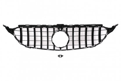Front Grille GT-R Panamericana Black Chrome for Mercedes C-Class W205 S205 C205 A205 (2014–2018) With 360 Camera