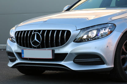 Front Grille GT-R Panamericana Black Chrome for Mercedes C-Class W205 S205 C205 A205 (2014–2018) With 360 Camera