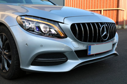 Front Grille GT-R Panamericana Black Chrome for Mercedes C-Class W205 S205 C205 A205 (2014–2018) With 360 Camera