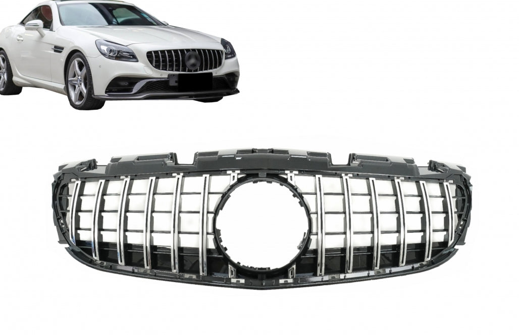 Front Grille GT-R Panamericana Black Chrome for Mercedes SLC-Class R172 Facelift (2016–2019)
