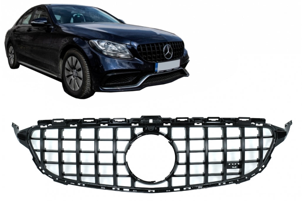 Front Grille GT-R Panamericana Black for Mercedes C-Class W205 S205 C205 A205 (2014–2018)