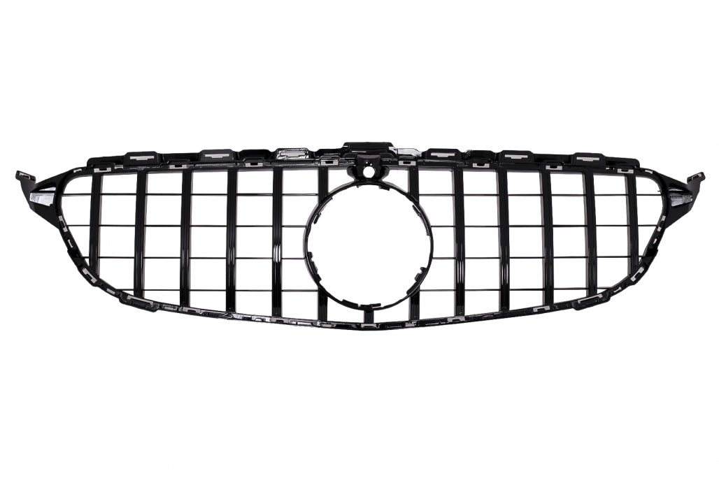 Front Grille GT-R Panamericana Black with 360 Camera for Mercedes C-Class W205 S205 C205 A205 (2014–2018)