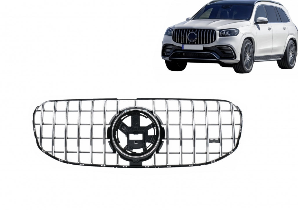 Front Grille GT-R Panamericana Chrome Design for Mercedes GLS X167 SUV (2019–2023)