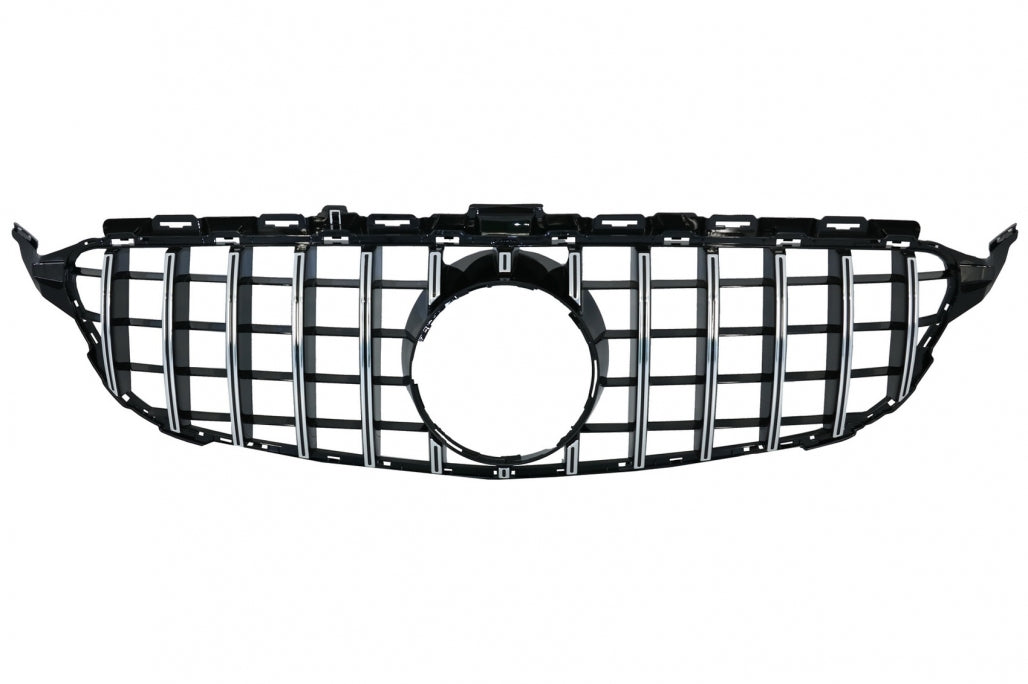 Front Grille GT-R Panamericana Chrome for Mercedes C-Class W205 S205 C205 A205 (2014–2018) Without Camera