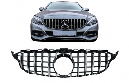 Front Grille GT-R Panamericana Chrome for Mercedes C-Class W205 S205 C205 A205 (2014–2018) Without Camera