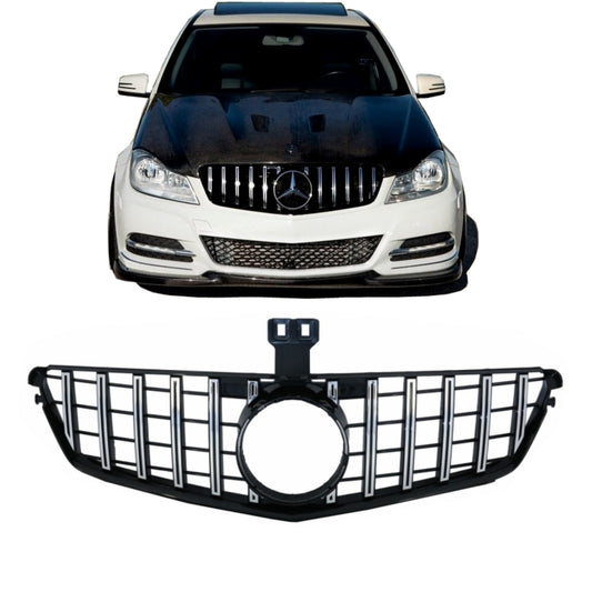 Front Grille GT-R Panamericana Design Chrome for Mercedes C-Class W204 S204 (2007–2014)