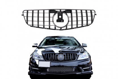 Front Grille GT-R Panamericana Design Piano Black for Mercedes C-Class W204 S204 (2007–2014)