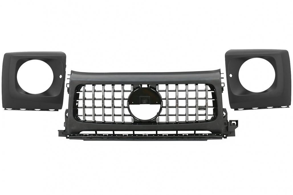 Front Grille GT-R Panamericana Design with Headlights Covers for Mercedes G-Class W464 W463A G63 AMG (06.2018–Up)