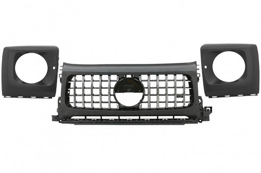 Front Grille GT-R Panamericana Design with Headlights Covers for Mercedes G-Class W464 W463A G63 AMG (06.2018–Up)