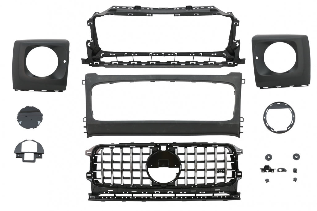 Front Grille GT-R Panamericana Design with Headlights Covers for Mercedes G-Class W464 W463A G63 AMG (06.2018–Up)